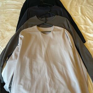 BYLT Basics Long Sleeve Tees - Black, Gray, Light Gray,Navy. Bundle Lot!